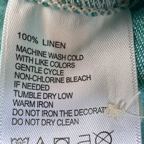 EUC Tommy Bahama Teal Green Long Sleeve Linen Button Down Shirt in Men's X-Large - Picture 9 of 10